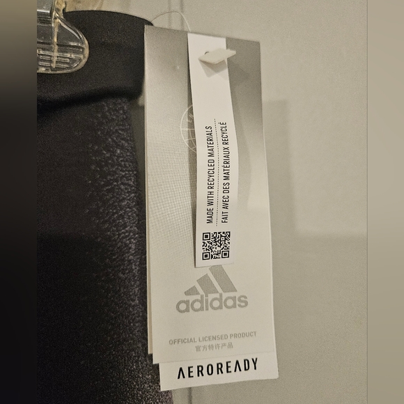 NWT-Girls Adidas Aeroready Black With Rainbow Print Tights-Girls Size Small - Picture 4 of 5